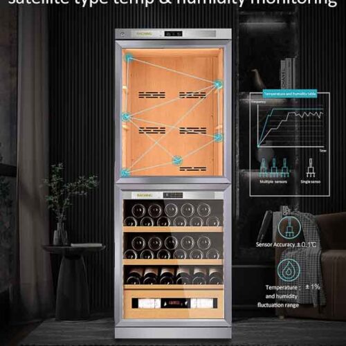 Temperatuurcontrole en luchtvochtigheidscontrole in de humidor en wijnklimaatkast